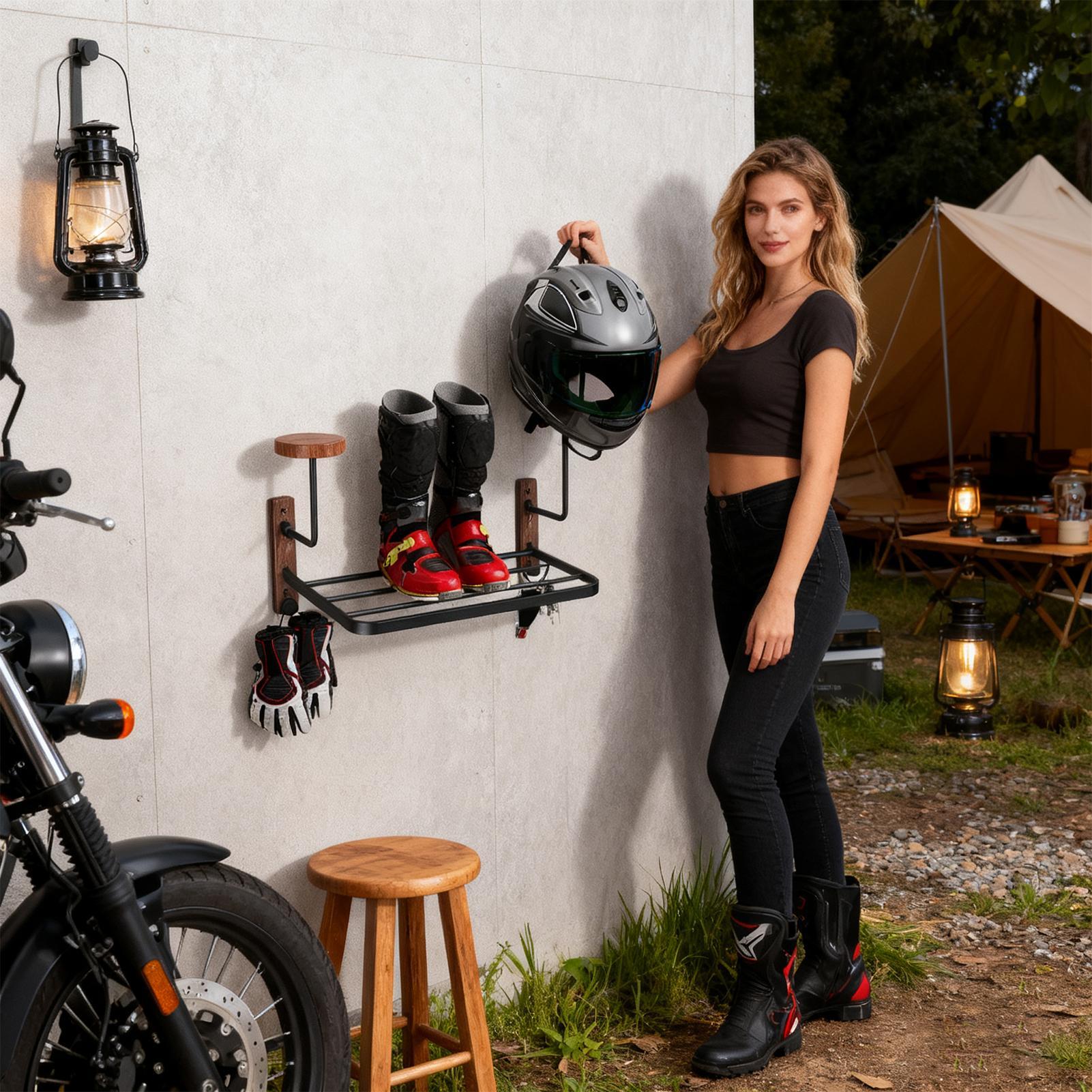 Rustic Motorcycle Helmet Holde - Motorcycle Gear Garage Storage recension och pris