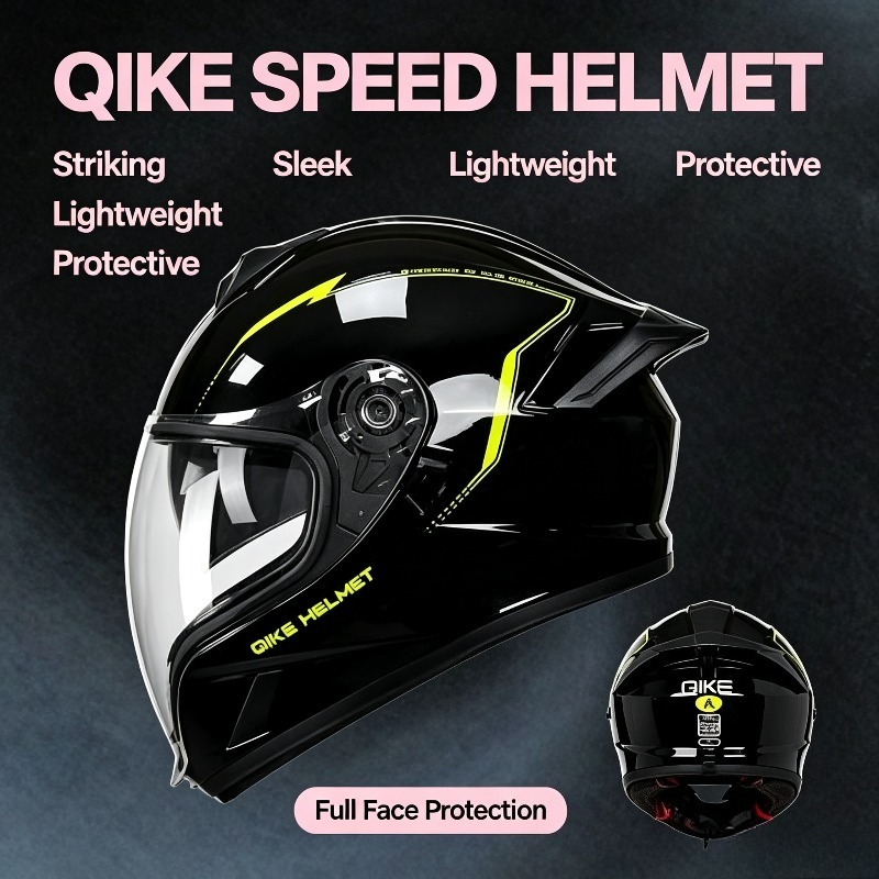 Qike Yellow Track Full Face Mo - Motorcycle Gear Yellow recension och pris
