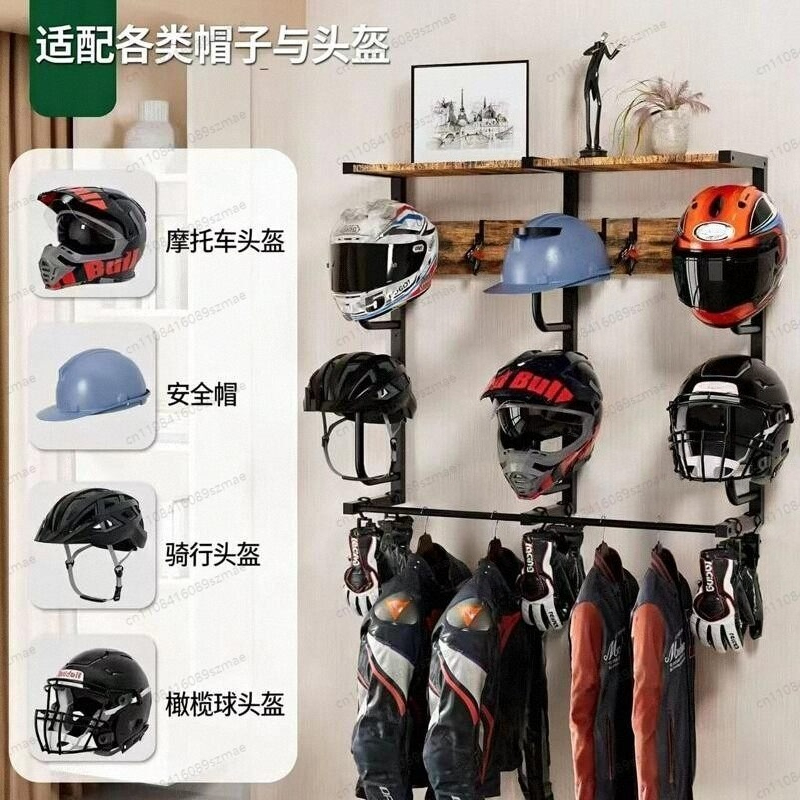 Wall-mounted helmet rack, mult - Motorcycle Gear Garage Storage recension och pris