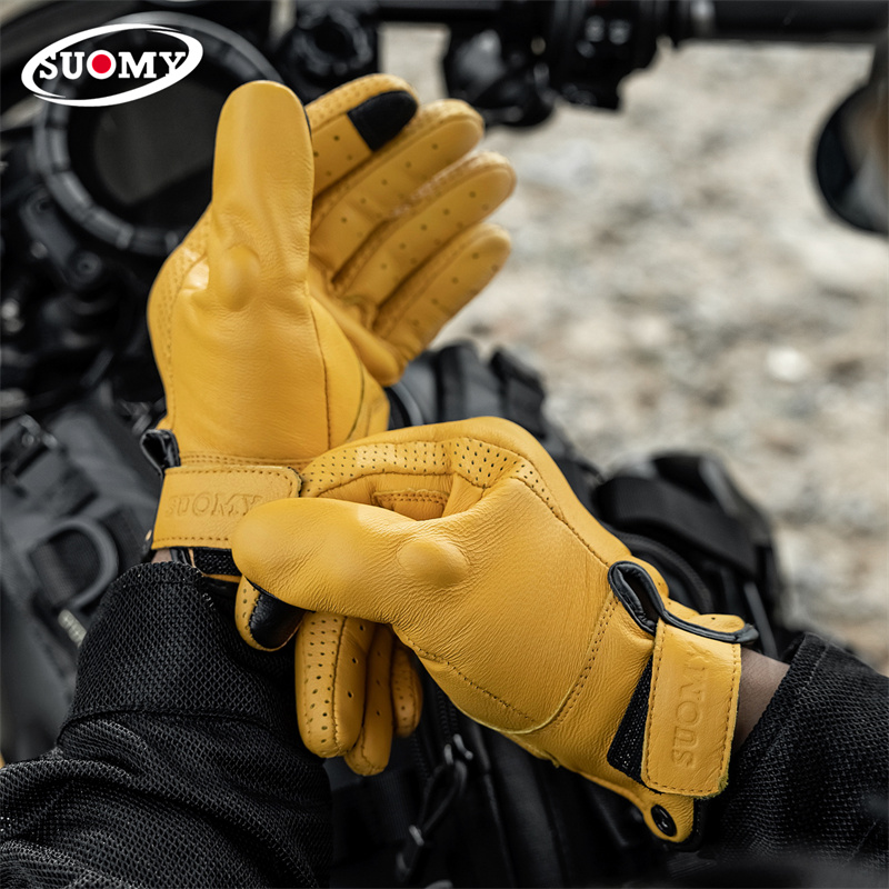 Non-Perforated Yellow Retro Le - Motorcycle Gear Yellow recension och pris