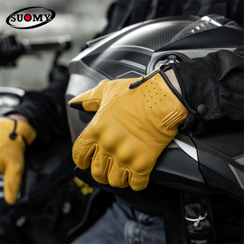 Non-Perforated Yellow Retro Le - Motorcycle Gear Yellow recension och pris