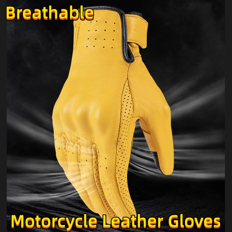 Non-Perforated Yellow Retro Le - Motorcycle Gear Yellow recension och pris