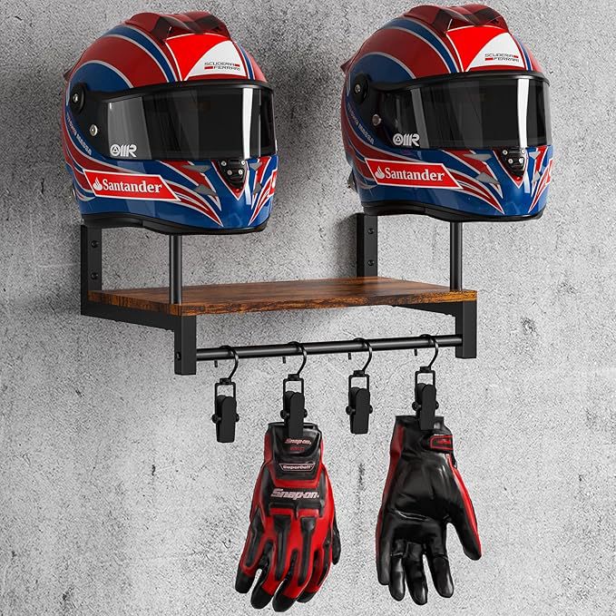 Wall Mount Helmet Holder Woode - Motorcycle Gear Garage Storage recension och pris