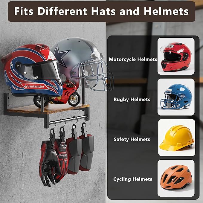 Wall Mount Helmet Holder Woode - Motorcycle Gear Garage Storage recension och pris